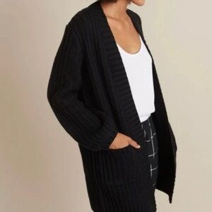 Marine Layer Ontario Cardigan Knit Black Open Front Size S